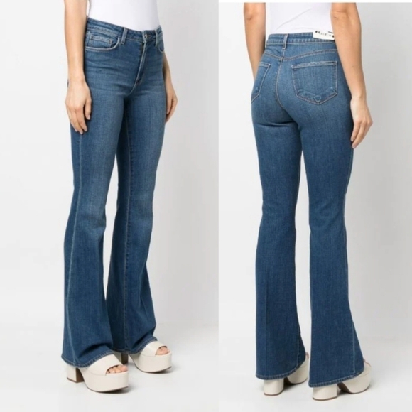 L'AGENCE Mid Rise Flare Jeans Womens 25 Blue Flare Jeans - Picture 1 of 12